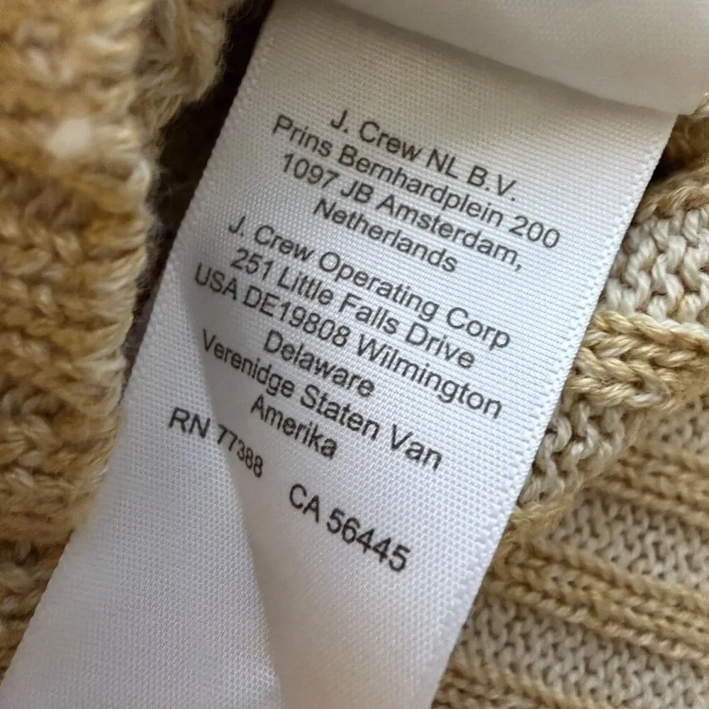 J. Crew Camel Tan Slouchy Ribbed Knit Pullover Sweater Women M Linen Cotton NWT